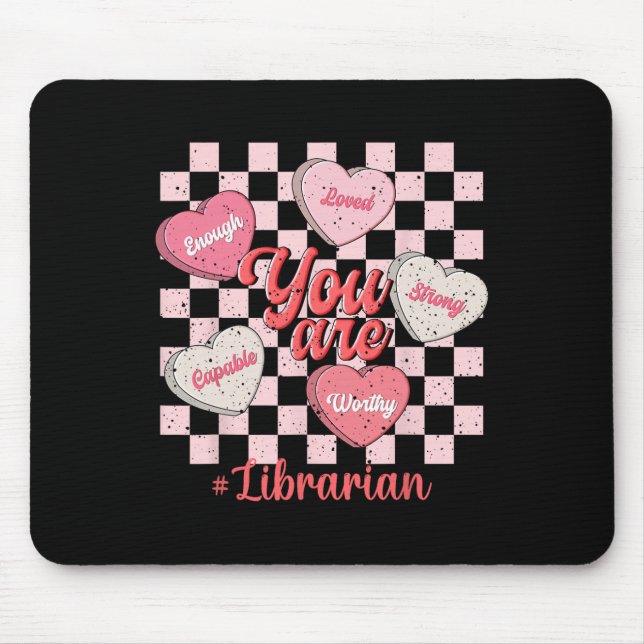 Funny Valentine Librarian Love Heart  Mouse Mat (Front)