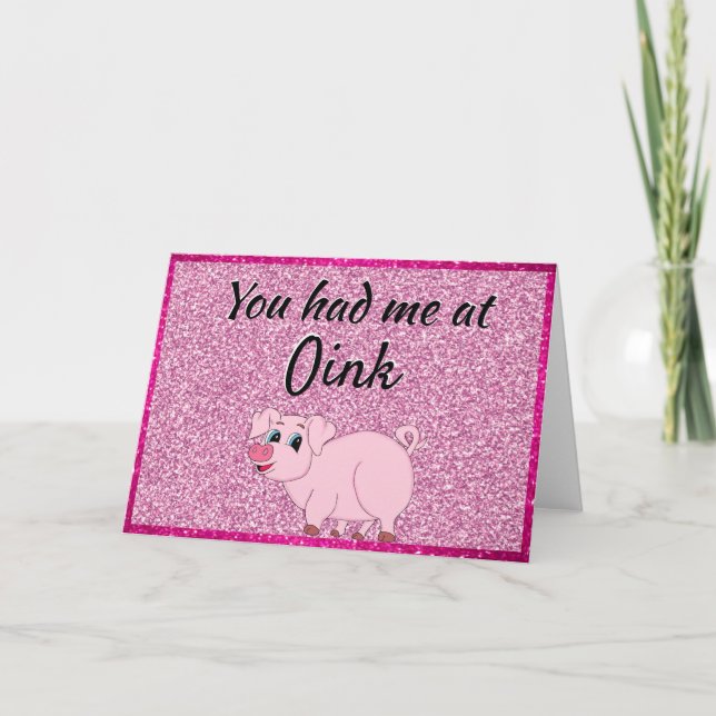 Funny Valentine Pig Holiday Card (Front)