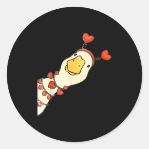 Funny Valentine Silly Gooses Duck Heart Love Match Classic Round Sticker