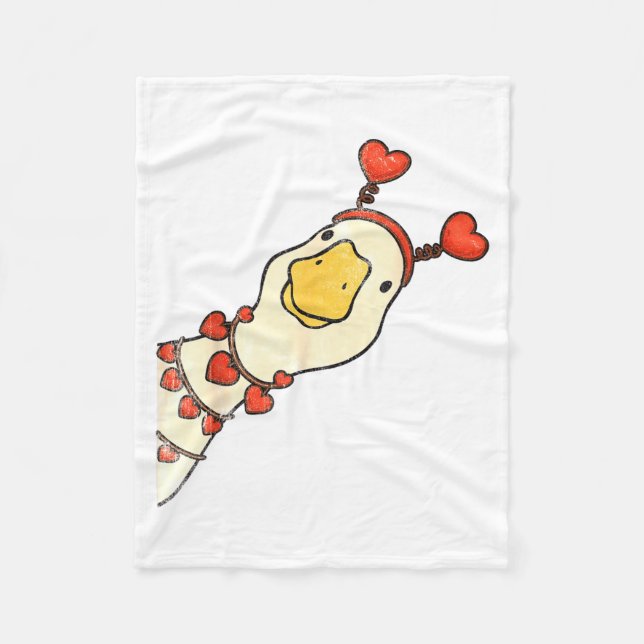 Funny Valentine Silly Gooses Duck Heart Love Match Fleece Blanket (Front)