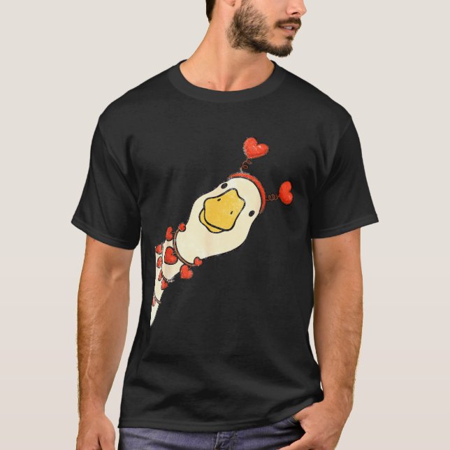 Funny Valentine Silly Gooses Duck Heart Love Match T-Shirt (Front)