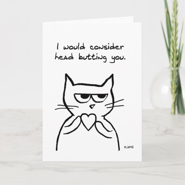 Funny Valentine - The Cat Might Possibly Like You Holiday Card (Front)