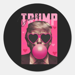 Funny Valentine Trump Pink Bubble Gum Cute Trump V Classic Round Sticker