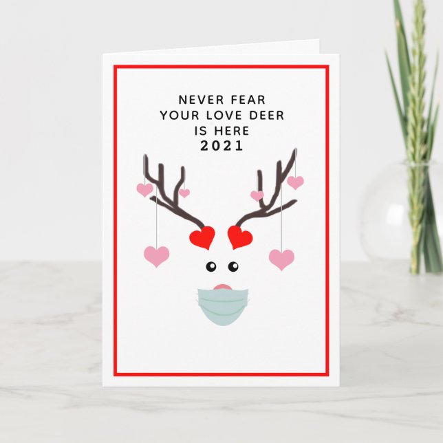 Funny Valentines Day 2021 Love Deer Poem Name Card (Front)