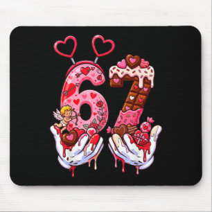 Funny Valentine's Day 67 Meme Hands Six Seven Cud  Mouse Mat