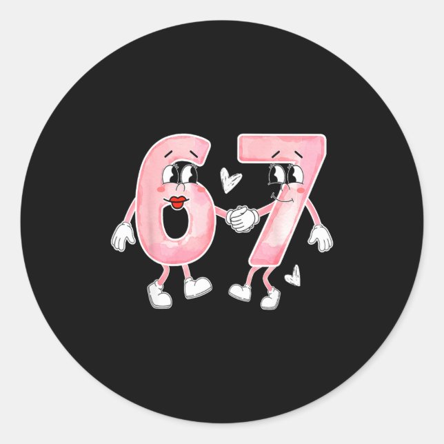 Funny Valentine's Day 6 7 Six Seven Meme Valentine Classic Round Sticker (Front)
