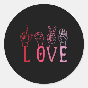 Funny Valentines Day Asl Classic Round Sticker