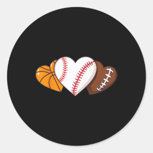 Funny Valentines Day Basketball Baseball Football  Classic Round Sticker