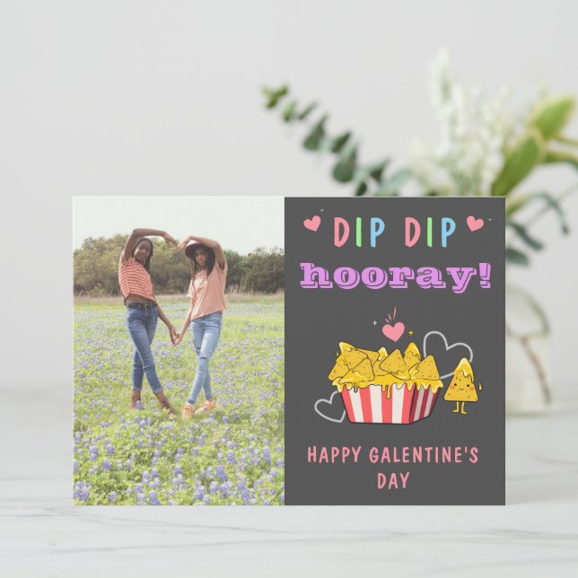 funny valentine's day best friend photo dip nacho holiday card (Standing Front)