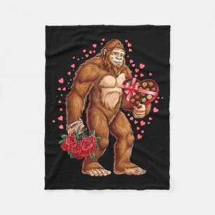 Funny Valentines Day Bigfoot Heart Love Sasquatch Fleece Blanket