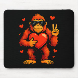 Funny Valentines Day Bigfoot Heart Sungles Sasquat Mouse Mat