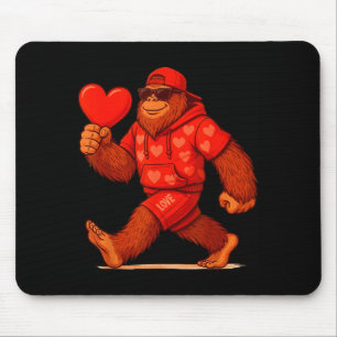 Funny Valentines Day Bigfoot Heart Sungles Sasquat Mouse Mat