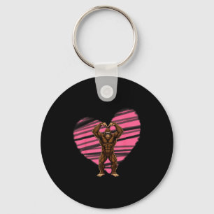 Funny Valentines Day Bigfoot Sungles In Heart Sasq Key Ring