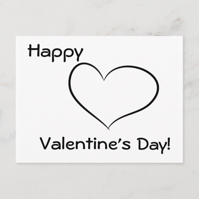 Funny Valentine's Day Black & White Heart Postcard (Front)
