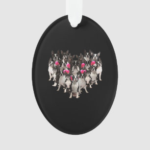 Funny Valentines Day Boston Terrier Heart Gift Dog Ornament