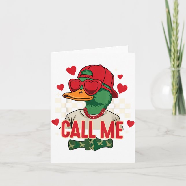 Funny Valentine's Day Boy Duck Hunting Call Me Tod Card (Front)