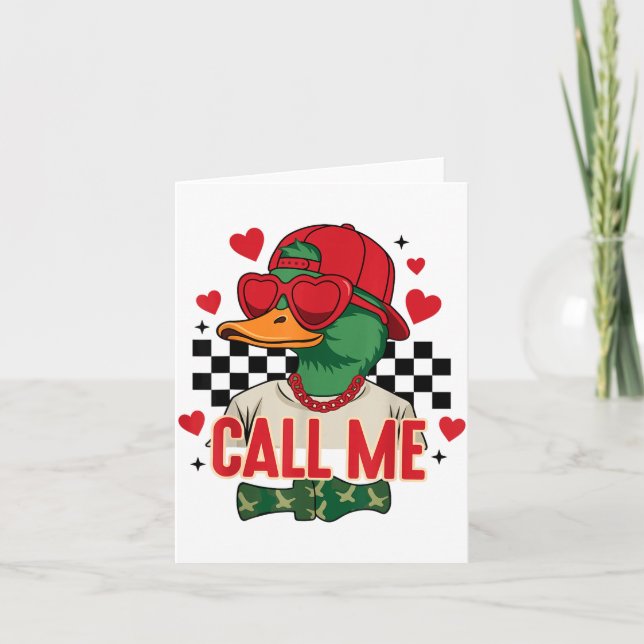 Funny Valentine's Day Boy Duck Hunting Call Me Tod Card (Front)