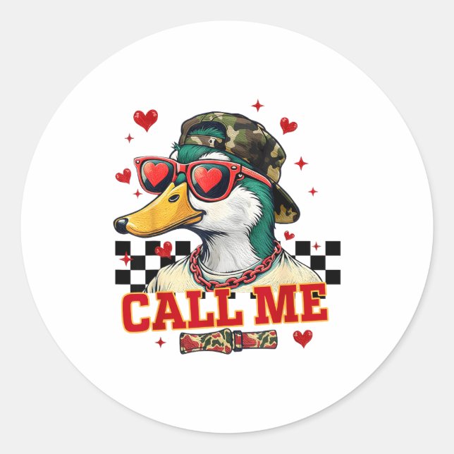 Funny Valentine's Day Boy Duck Hunting Call Me Tod Classic Round Sticker (Front)
