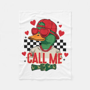 Funny Valentine's Day Boy Duck Hunting Call Me Tod Fleece Blanket