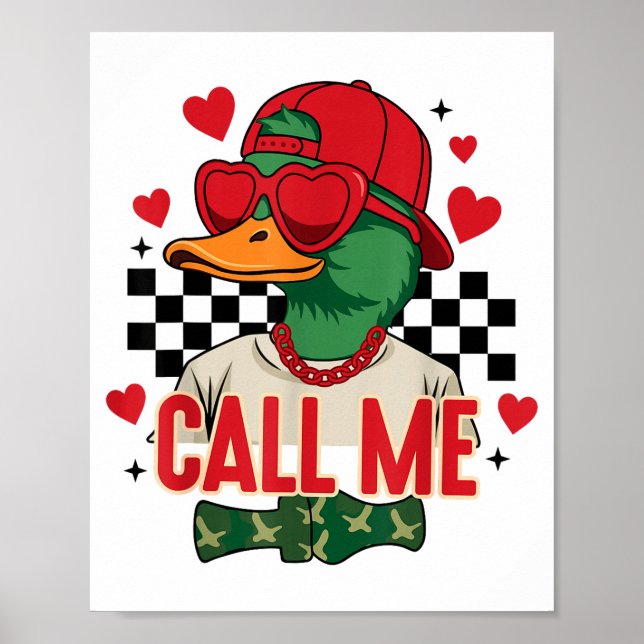 Funny Valentine's Day Boy Duck Hunting Call Me Tod Poster (Front)