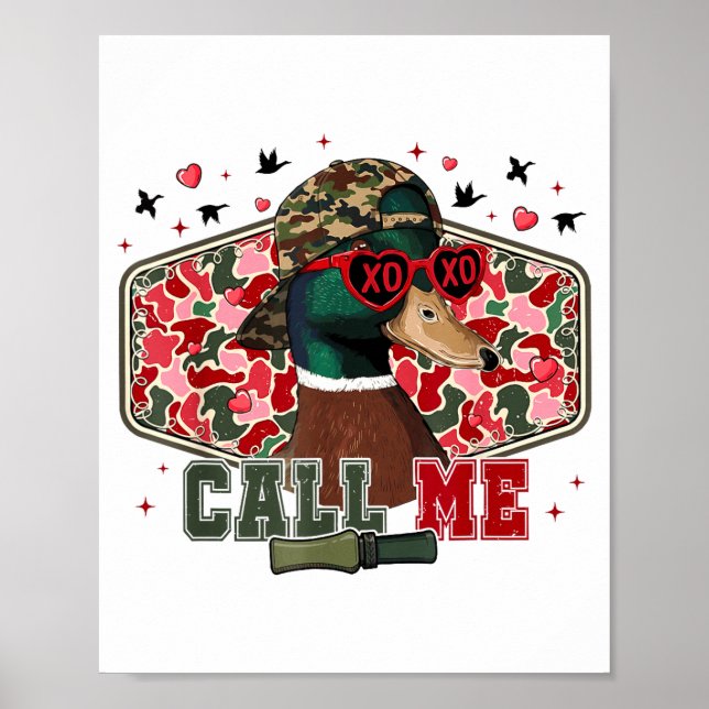 Funny Valentine's Day Boy Duck Hunting Call Me Tod Poster (Front)