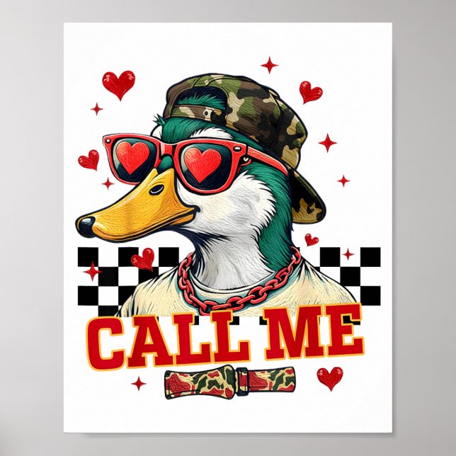 Funny Valentine's Day Boy Duck Hunting Call Me Tod Poster (Front)