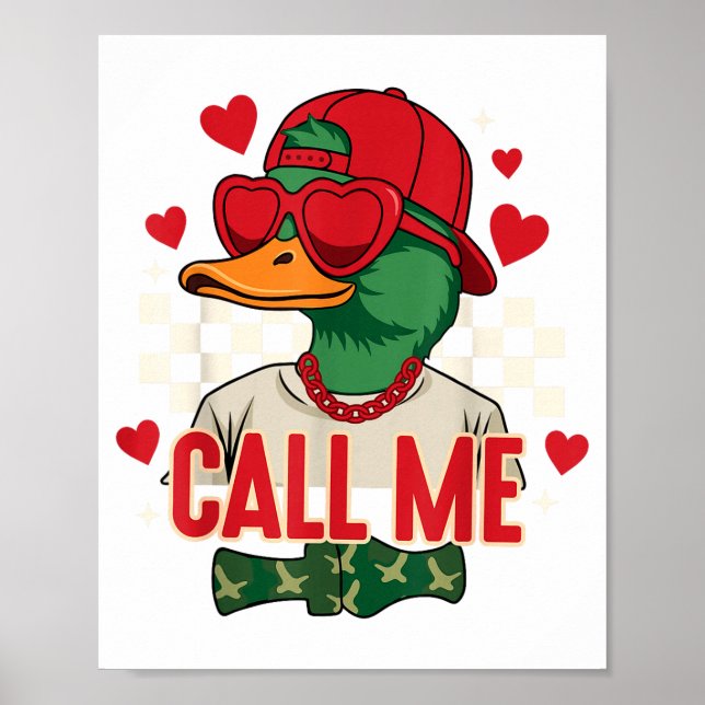 Funny Valentine's Day Boy Duck Hunting Call Me Tod Poster (Front)