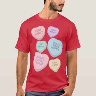 Funny Valentines Day Candy Colorful Hearts Social  T-Shirt