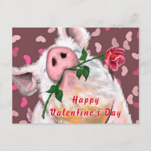 Funny Valentine's Day Card Romantic Gentleman Pig