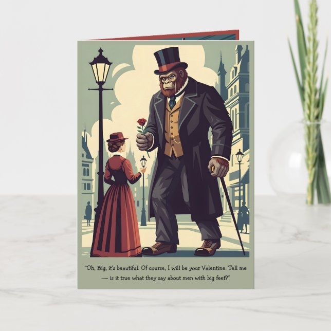 Funny Valentine's Day card with a Bigfoot theme. (Front)