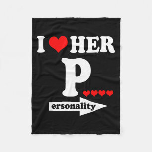 Funny Valentine's Day Couple Matching I Love Her I Fleece Blanket