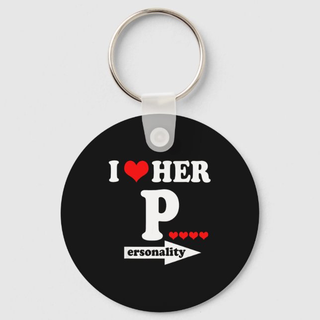 Funny Valentine's Day Couple Matching I Love Her I Key Ring (Front)