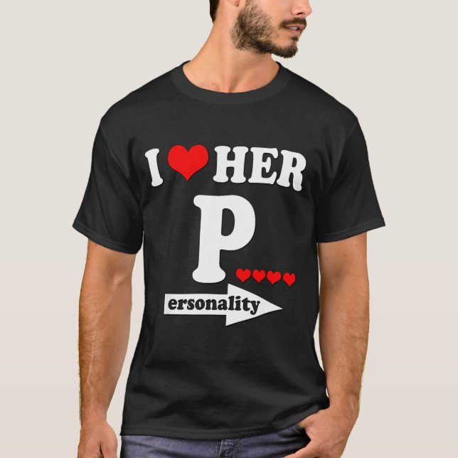 Funny Valentine's Day Couple Matching I Love Her I T-Shirt (Front)