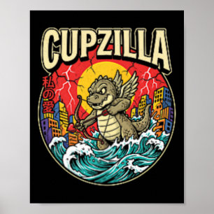 Funny Valentines Day Cupid Monster Cupzilla Poster