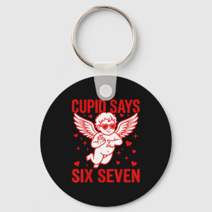 Funny Valentines Day Cupid Says Six Seven Meme Gir Key Ring