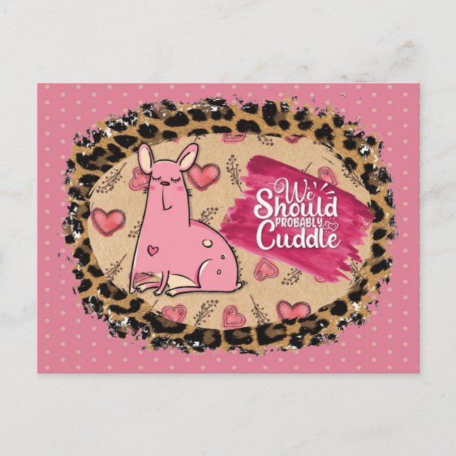 Funny Valentine's Day Cute Dog Cuddle Postcard (Front)