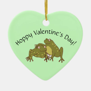 Funny Valentines Day Cute Frogs In Love Ceramic Tree Decoration