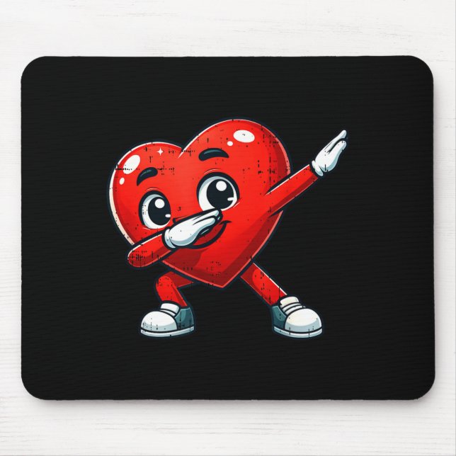 Funny Valentines Day Dabbing Heart Lover Men Kids  Mouse Mat (Front)