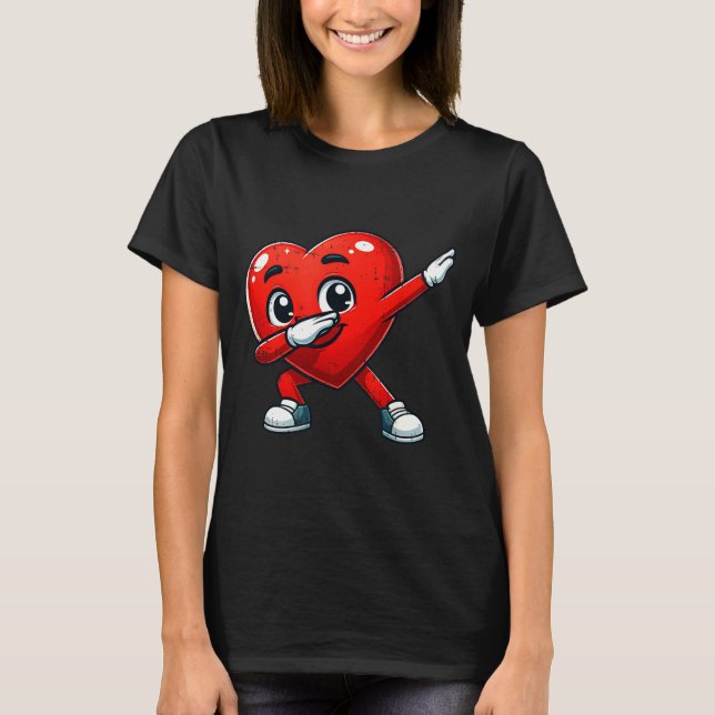 Funny Valentines Day Dabbing Heart Lover Men Kids  T-Shirt (Front)
