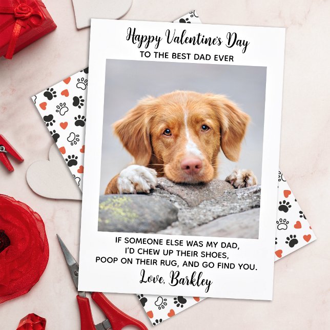 Funny Valentines Day DOG DAD Personalise Pet Photo Holiday Card (Creator Uploaded)