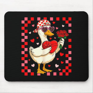 Funny Valentines Day Duck Heart Valentine Cud Kids Mouse Mat