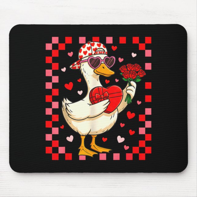Funny Valentines Day Duck Heart Valentine Cud Kids Mouse Mat (Front)