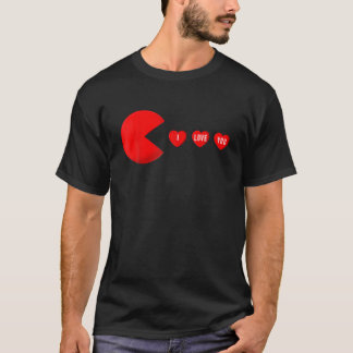 Funny Valentine's Day Eating Hearts , Gamer Men Wo T-Shirt