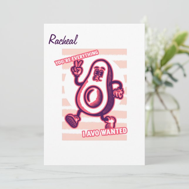 Funny Valentine's day for avocado lover pun Holiday Card (Standing Front)