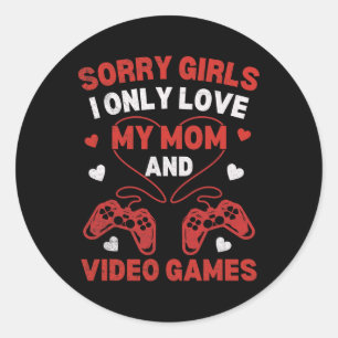 Funny Valentines Day For Boys Kids Video Games Fun Classic Round Sticker