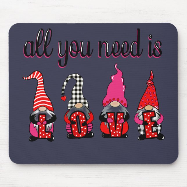 Funny Valentine's Day Gnome Mouse Mat (Front)