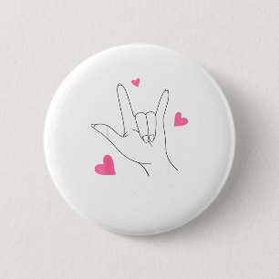 Funny Valentines Day Heart I Love You Hand Sign La 6 Cm Round Badge