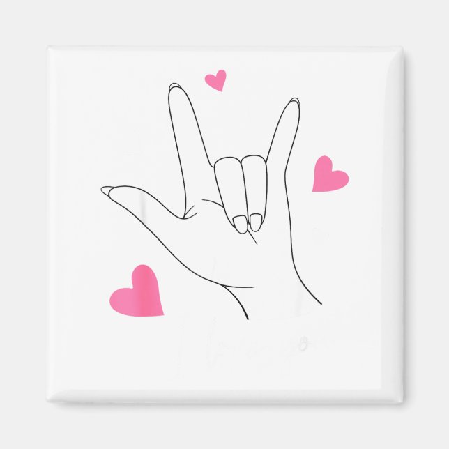 Funny Valentines Day Heart I Love You Hand Sign La Magnet (Front)