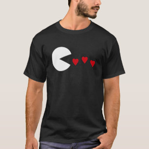 Funny Valentine's Day Hearts Eating Vintage Gamer  T-Shirt