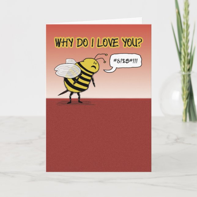 Funny Valentine's Day: Just Bee Cuss Holiday Card (Front)